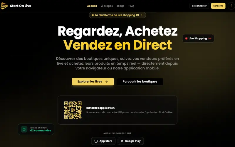 Aperçu du site startonlive.com — réalisation Codidev